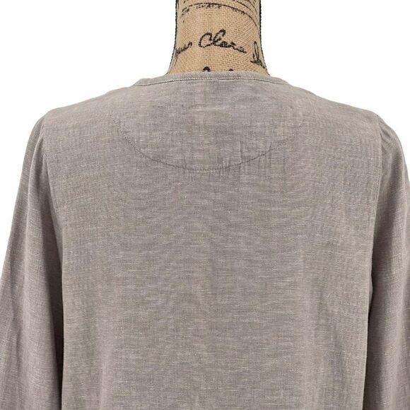 Tahari Linen Blend Open Front Blazer Lagenlook Pockets Taupe Women Medium - Picture 7 of 11